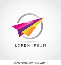 Colorful Paper Plane Logo Symbol