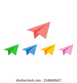 Colorful paper plane set illustration vector design