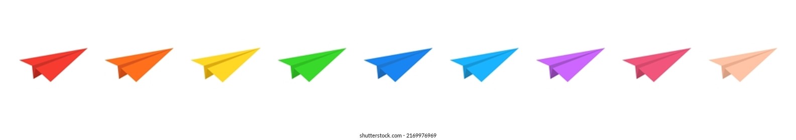 Colorful paper planes set. Concept for travel and business idea. Template design for tourism, message sending, advertisement, website chatting, mobile app, ui. Vector illustration