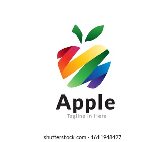 Colorful paper ribbon apple logo design inspiration