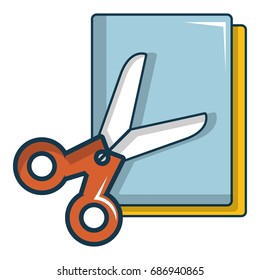 Colorful paper scissors icon. Cartoon illustration of colorful paper scissors vector icon for web design