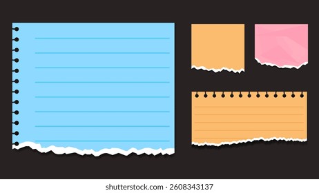 Colorful paper scraps isolated set design element