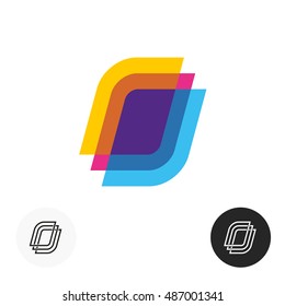 Colorful paper sheets logo. Transparent overlay style symbol. Office or learning theme application. Linear style versions included.