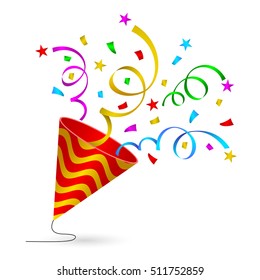 Colorful Paper Shoot. Vector Illustration  Isolated On White Background. Celebration Concept.