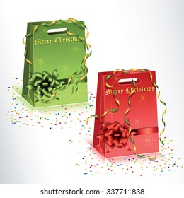 Colorful paper shopping bags on a white background. Vector illustration.