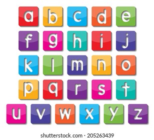 colorful paper small alphabet letters a to z fonts. vector.