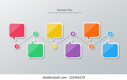 colorful paper speech bubble timeline infographics in flat design style. vector.