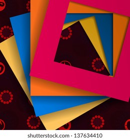 colorful paper square with pattern background