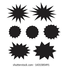 Colorful paper starburst speech bubbles. Starburst isolated icons set