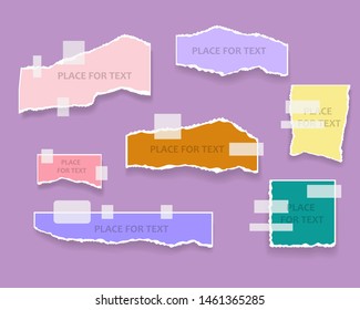 Colorful paper stickers. Vector set. Place for text or inscriptions.