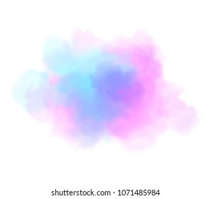 Colorful paper texture watercolor vector isolated blur splash on white background for art design, decoration, card. Smudges hand drawn blue violet pink wash grunge element