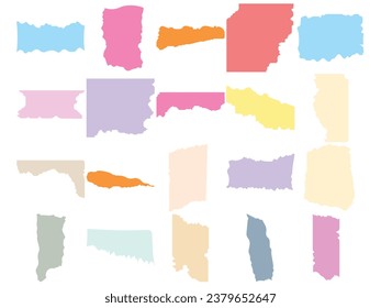 Colorido juego de elementos rotos de papel