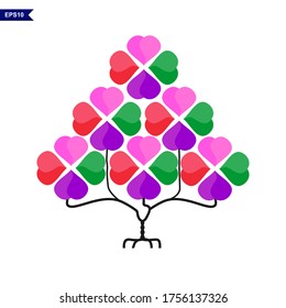 Colorful paper tree pattern heart isolated on a white background. vector illustration