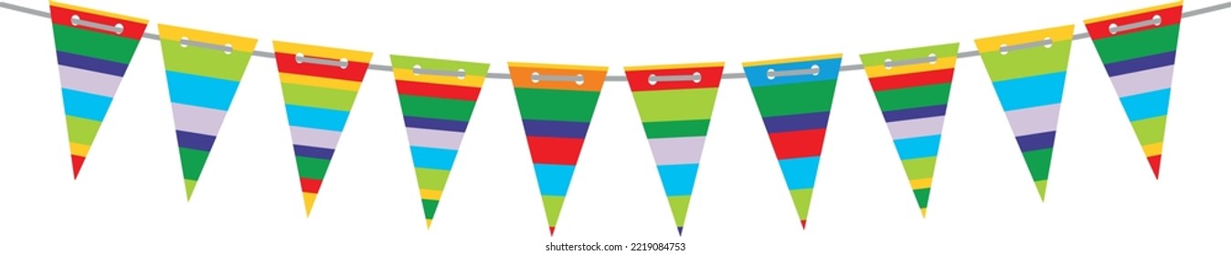 Colorido juego triangular de papel. Granja de celebración de fiestas