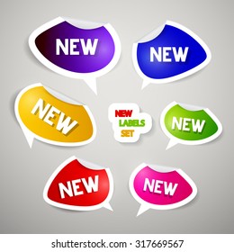 Colorful Paper Vector New Labels Set