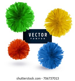 Colorful paper vector pompons isolated on white background. Abstract round design element.