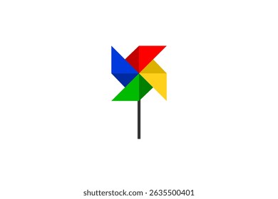 colorful paper windmill icon flat design