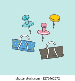 Colorful paperclips hand drawn doodle style vector