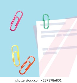 clips coloridos que se unen a la ilustración vectorial de papel