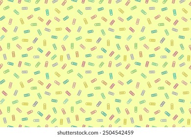 Colorful paperclips seamless pattern on a light background, perfect for back-to-school themes, stationery, and educational designs.