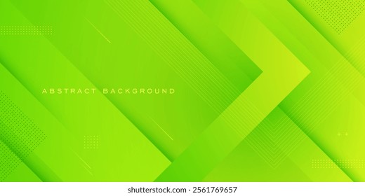 Colorful papercut abstract 3D background with gradient bright green line arrow pattern combination color on background. Eps10 vector