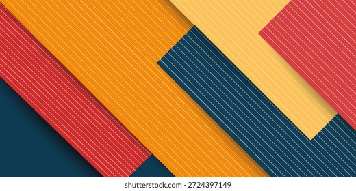 Fondo abstracto colorido del papercut con el color suave de la combinación del modelo cuadrado azul, naranja y rojo del gradiente en el fondo. Vector Eps10