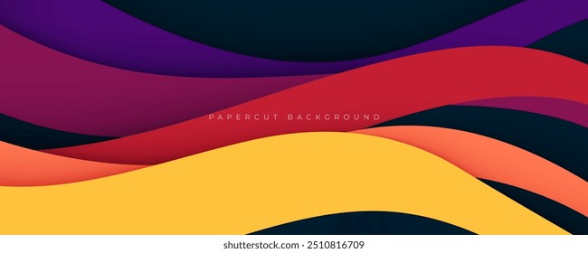 Colorful papercut background dynamic decorative design vector