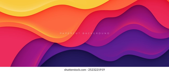 Colorful papercut background dynamic decorative design vector