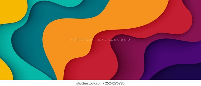 Colorful papercut background dynamic decorative design vector