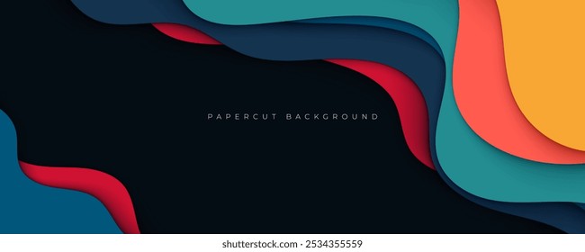 Colorful papercut background dynamic decorative design vector