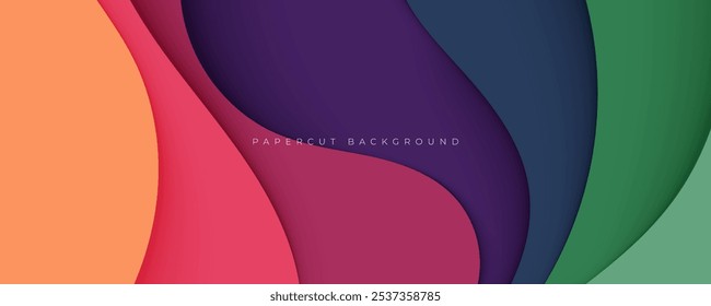 Colorful papercut background dynamic decorative design vector