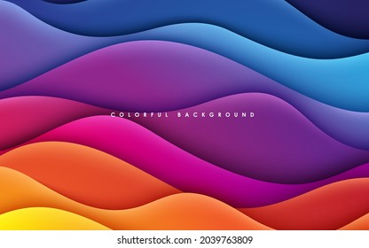 Colorful papercut background wavy dimension