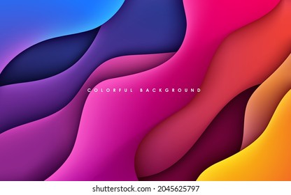 Colorful papercut background wavy dimension