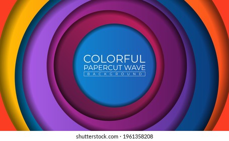 Colorful Papercut Circle Wave Background Illustration