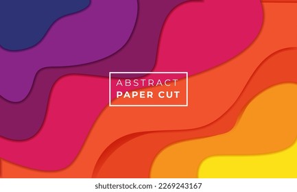 Colorful papercut design background with overlap layer, 3D papercut background Vector