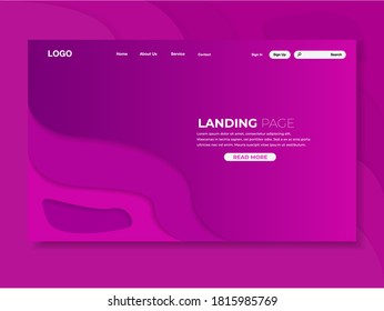 Colorful papercut landing page, interface design, vector, illustration, eps file