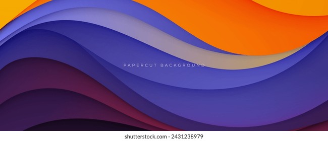 Colorful papercut layers background gradient color design vector