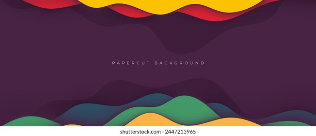 Colorful papercut layers background gradient color design vector