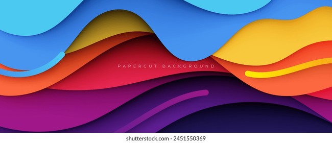 Colorful papercut layers background gradient color design vector