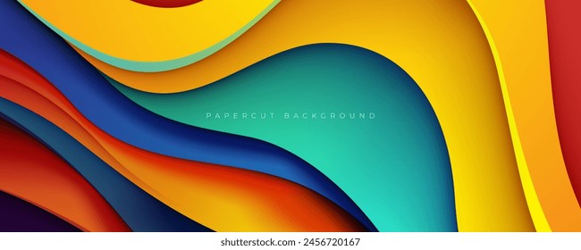 Colorful papercut layers background vibrant gradient color design vector