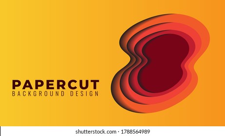 Colorful Papercut Layers Vector Illustration. Abstract Background Design Template. Yellow, Orange and Maroon Gradient Color Theme. Simple and Clean Design Style