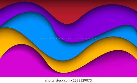 colorful papercut wave  abstract background. vector illustration