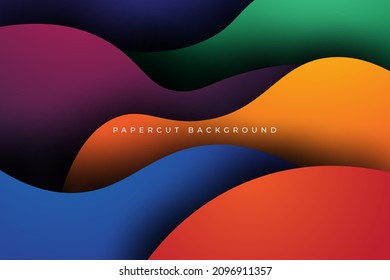 colorful papercut wavy dimension layers background. eps10 vector