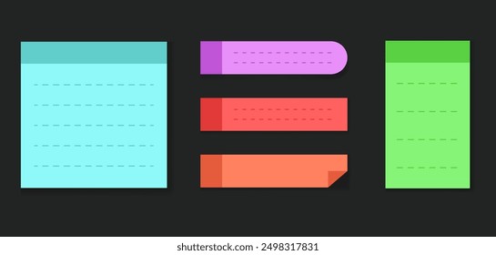 Colorful papers notes isolated set. Vector flat graphic design illustration
