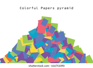colorful papers pyramid abstract background