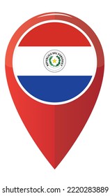 colorful Paraguay map application pin point label symbol 