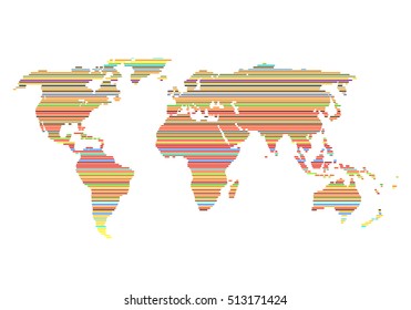 Colorful Parallel lines World Map