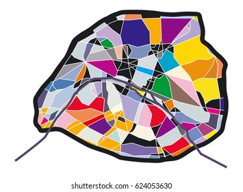 Colorful Paris map vector illustration,