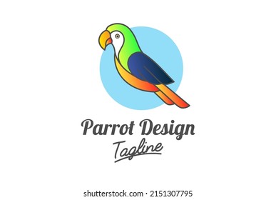 Colorful Parrot Bird Mascot Character Cartoon Logo Design