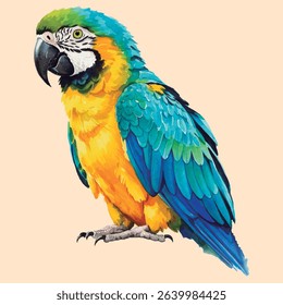 Colorful parrot with blue and yellow feathers